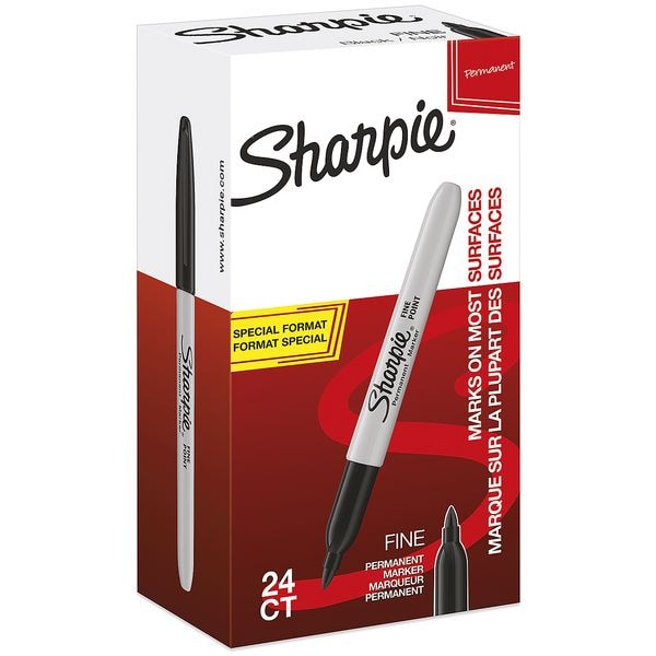 Pak met 24 permanent markers fijn, zwart