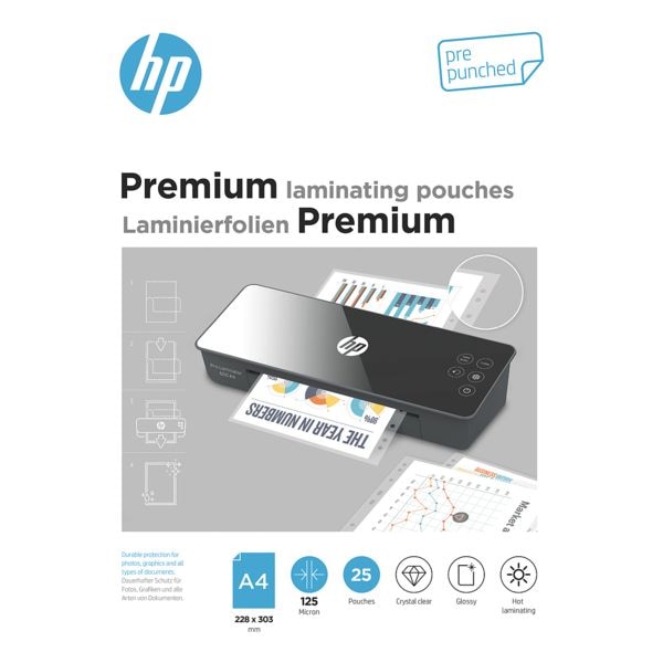 Lamineerhoezen »Premium« A4 met ringmapperforatie 25 stuks 125 mic