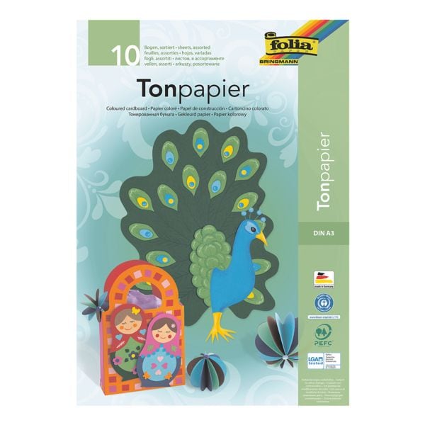 Kleurpapierblok 130 g/m² 10 kleuren A3 10 bladen