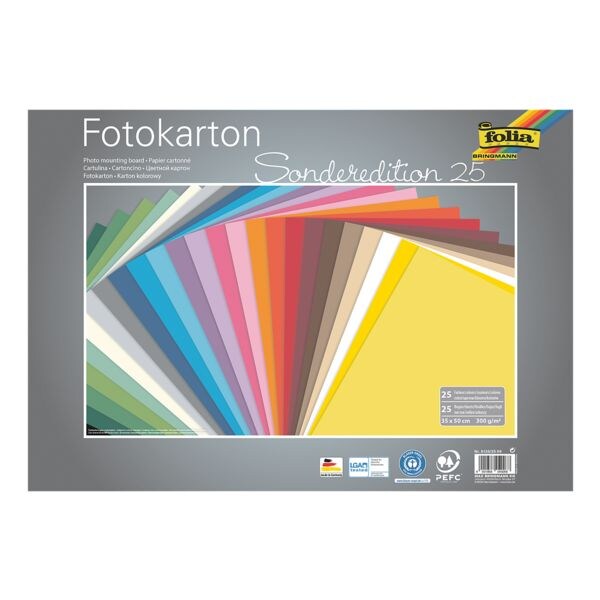 folia Fotokarton 300g/m² 25 Kleuren 35 X 50 Cm 25 Bladen