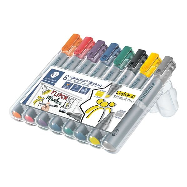 Doos met 8 flipchart markers »Lumocolor«