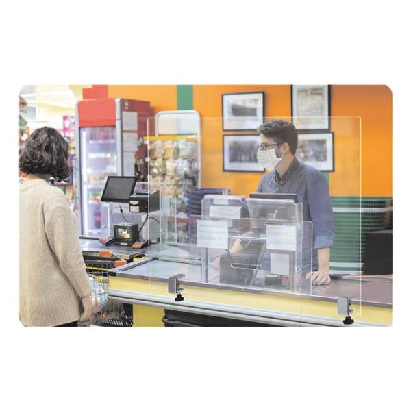 Nies- en spuugbescherming frameloos hygiënewand acrylglas met klemhouders 122 x