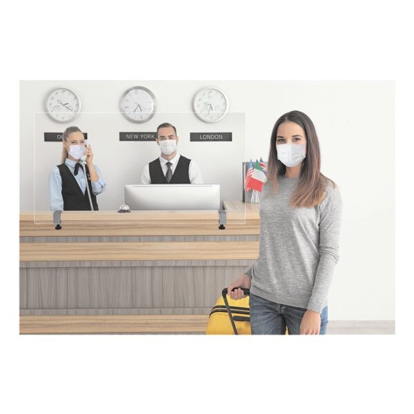 Nies- en spuugbescherming frameloze hygiënewand acrylglas met klemhouders 162 x