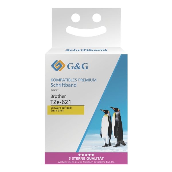Tape »RL-BR-TZ621P vervangt Brother TZe-621« 9 mm x 8 m s/g