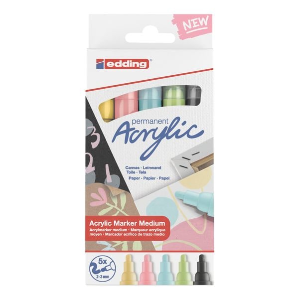 Set van 5 acryl markers »5100 pastel« medium