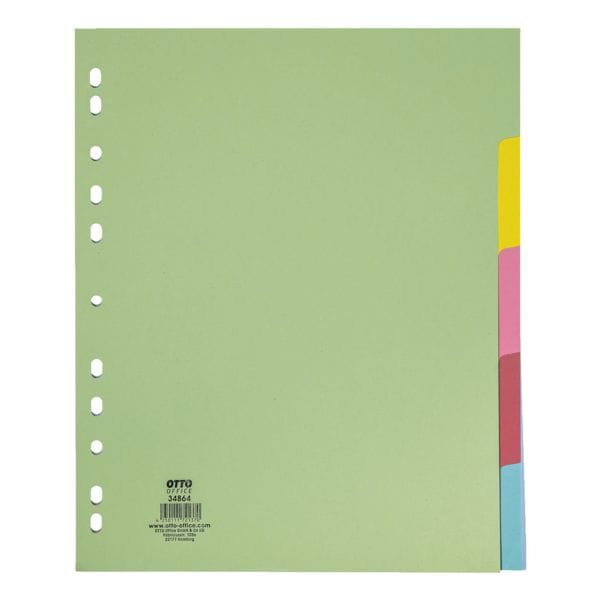 Kartonnen tabbladen 5-delig blanco A4 gekleurd