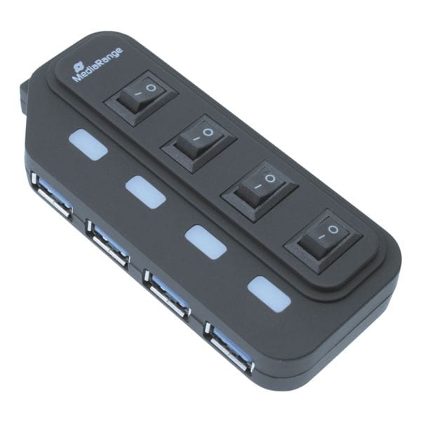 USB 3.0 Hub 1:4 »MRCS505« met aparte schakelaars