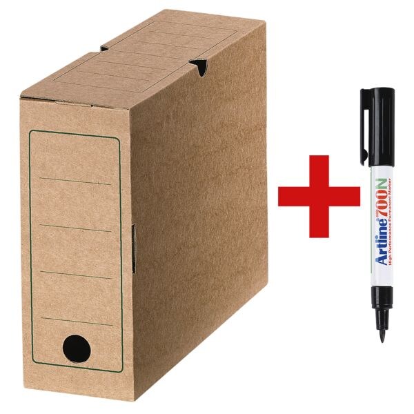 Archiefdoos »natuur« 10 cm breed - 10 stuks incl. permanent marker »700N«