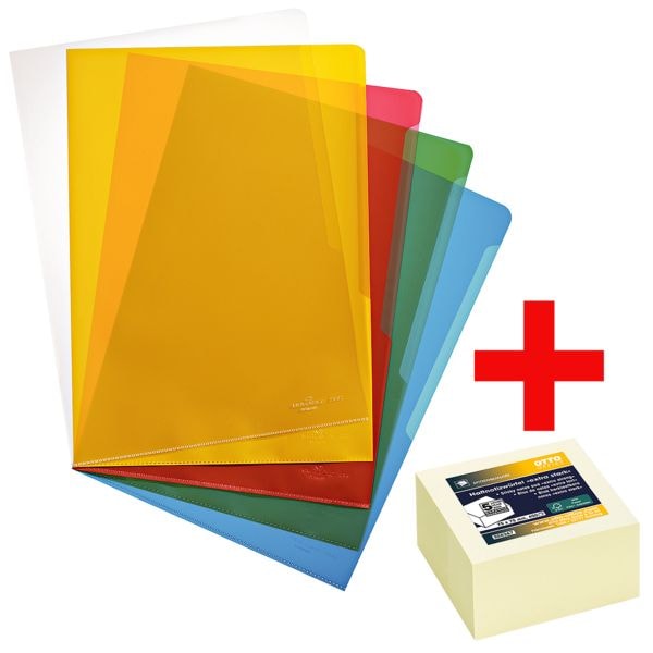 100 stuks transparante zakken A4 kleur generfd »2337« (5 kleuren elk 20 st.) inc