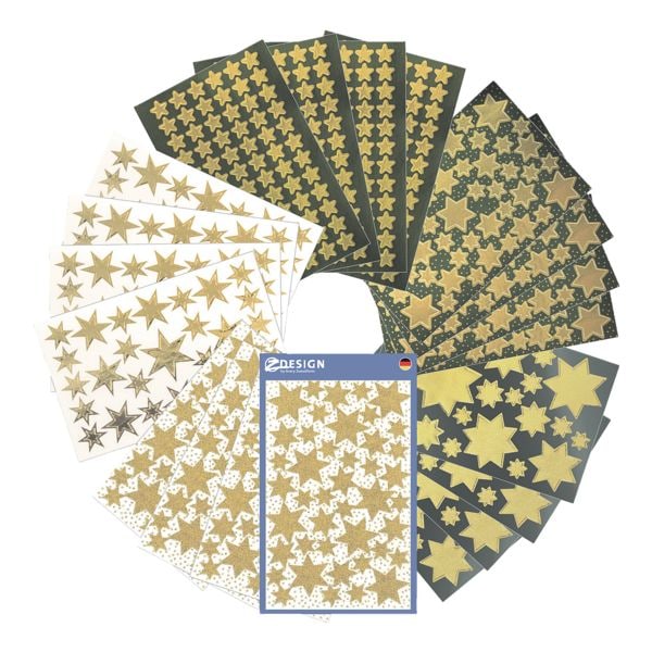Kerst stickerset »Sterren - goud«