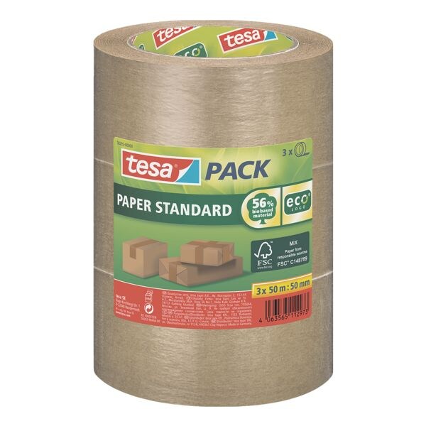 3x verpakkingstape »Papier Standaard EcoLogo« 50 mm / 50 m 58292-00000-00