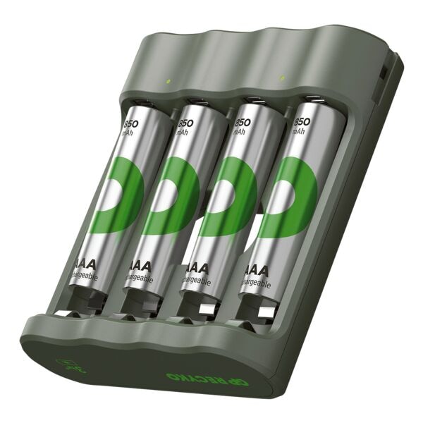USB-laadapparaat »GP B421« incl. 4 oplaadbare batterijen Micro AAA 850 mAh