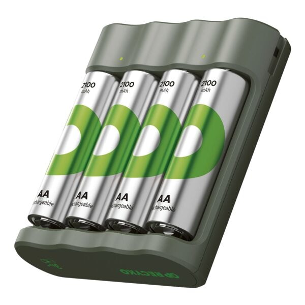 USB-laadapparaat »GP B421« incl. 4 oplaadbare batterijen Mignon AA 2100 mAh