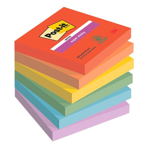 Herkleefbare notes 76 x 76 mm »Playful Collection«, 6 stuks