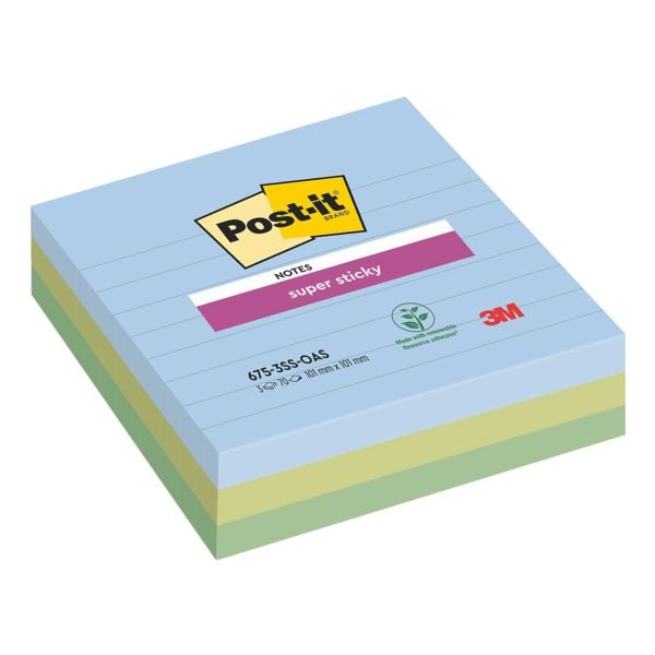 Herkleefbare notes 101 x 101 mm »Oasis Collection« gelinieerd, 3 stuks
