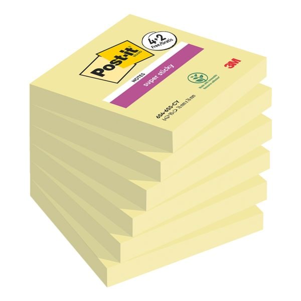 4+2 voordeelverpakking herkleefbare notes 76 x 76 mm »Notes«, 6 stuks