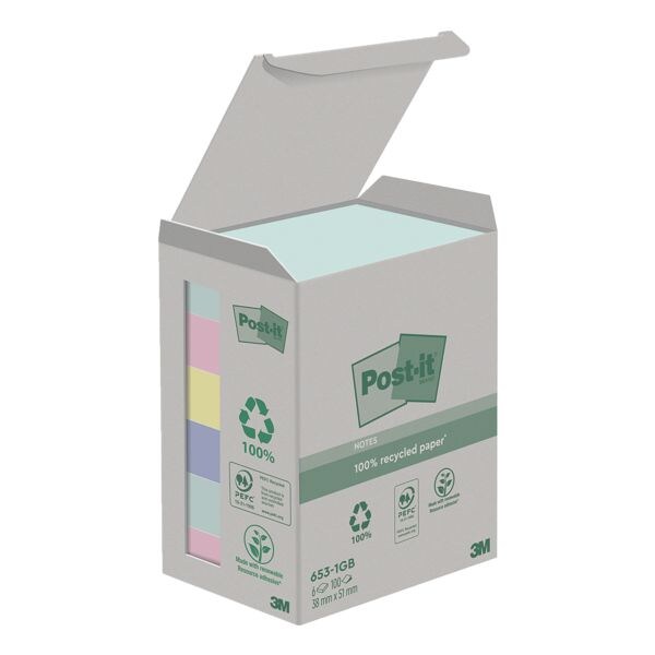 Blok herkleefbare notes 51 x 38 mm »Recycling Notes«, 6 stuks