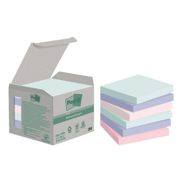 Blok herkleefbare notes 76 x 76 mm »Recycling Notes«, 6 stuks