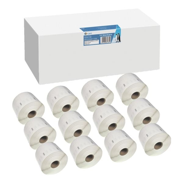 12x 1000 etiketten »vervangt Dymo 11354 / S0722540« 32 x 57 mm