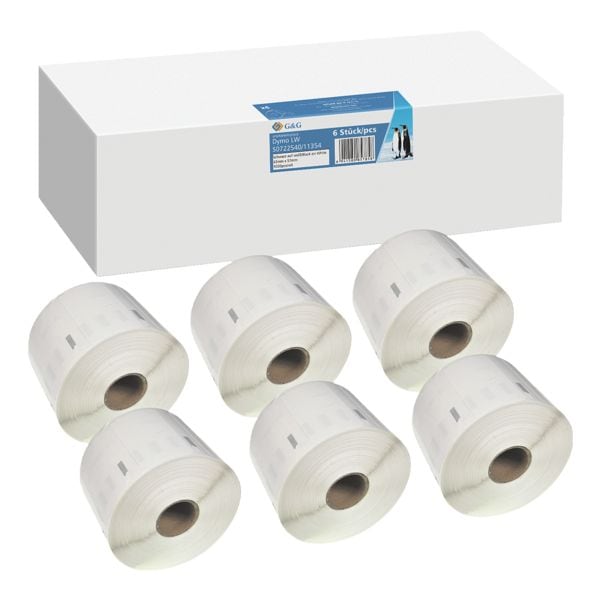 6x 1000 etiketten »vervangt Dymo 11354 / S0722540« 32 x 57 mm