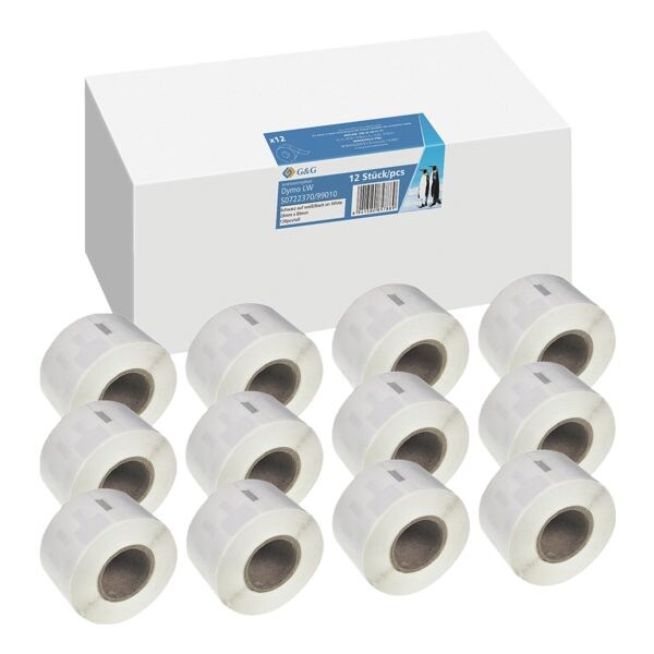 12x 130 etiketten »vervangt Dymo 99010/ S0722370« 28 x 89 mm