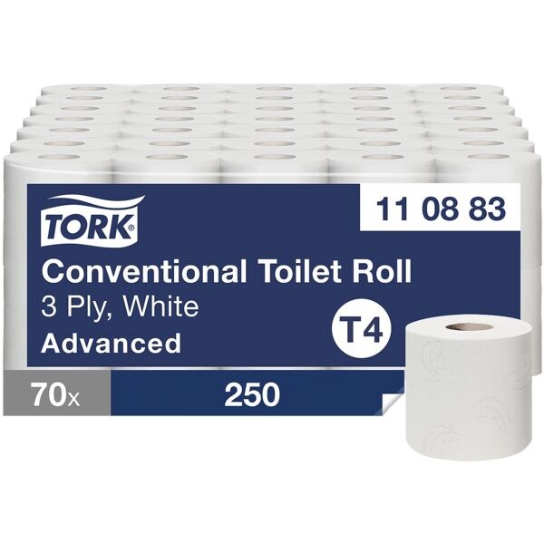 Toiletpapier T4 Advanced - 3-laags, wit - 70 kleine rollen (7 pakjes van 10 roll