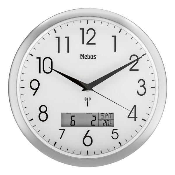 Radiogestuurde wandklok met datum- en temperatuurweergave 19422 Ø 30 cm