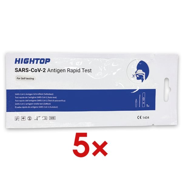 Hightop 5x SARS-CoV-2-antigeen-sneltest per neusuitstrijkje Hightop 5x SARS-CoV-2-antigeen-sneltest per neusuitstrijkje