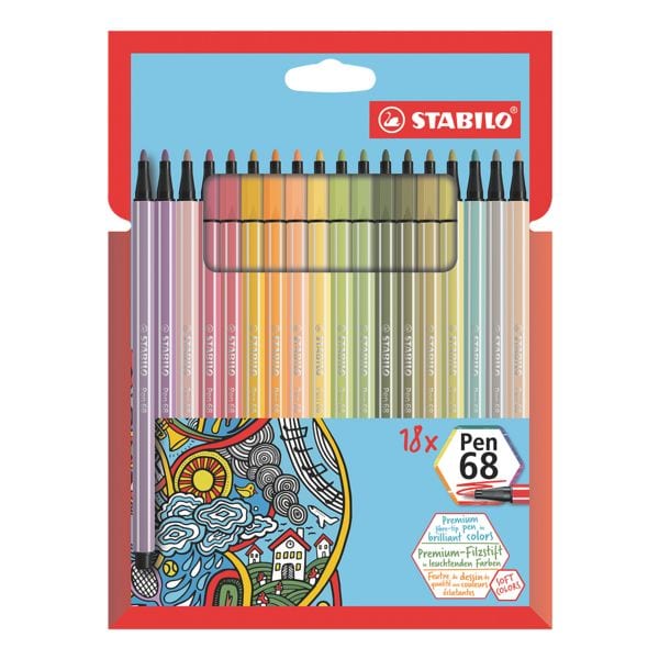 Pak van 18 viltstiften »Pen 68«