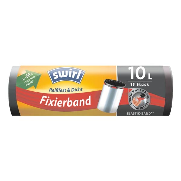 15 afvalzakken met bevestigingsband 10 L zwart