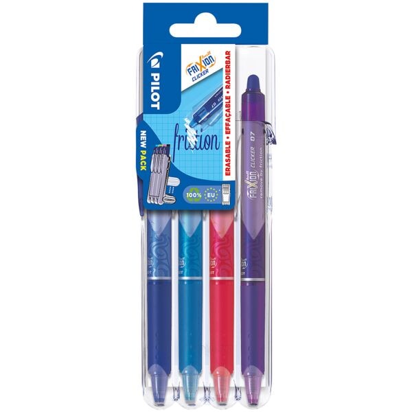 Set van 4 rollerbalpennen »FriXion Clicker 0.7« Set2Go - L/LB/V/P