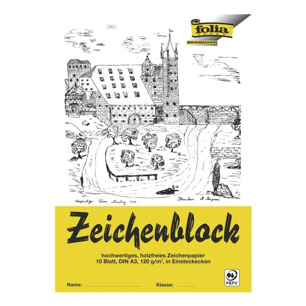 Tekenblok met linnenhoeken A3 10 bladen 120 g/m²