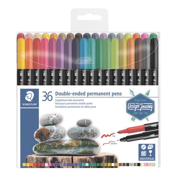 Pak met 36 »Design Journey« permanente dubbelvezelige markers