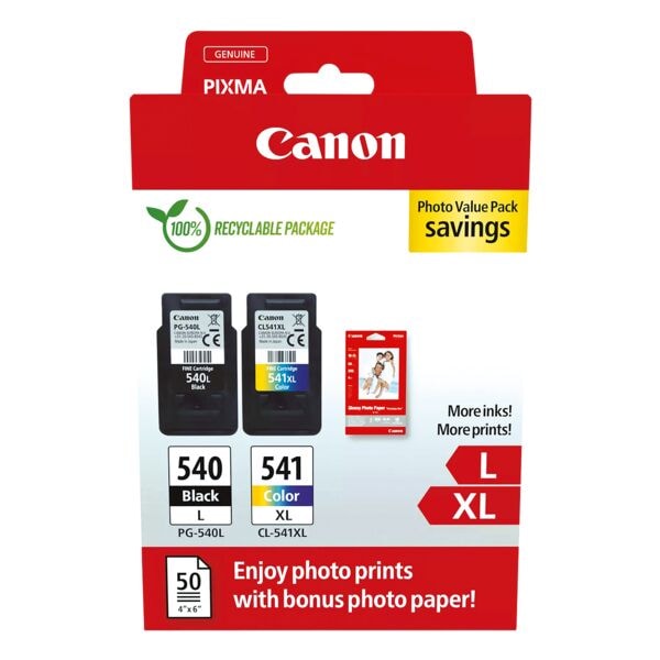 Photo Value Pack: inktpatronenset »PG-540L« & »CL-541XL« + foto glanspapier
