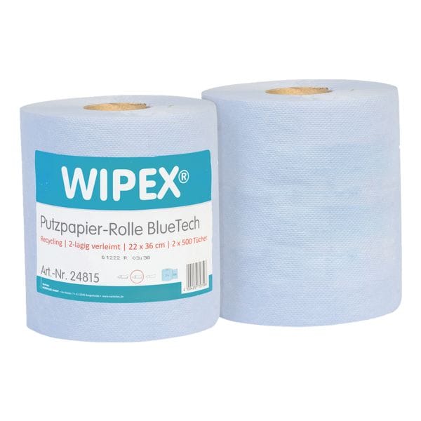 Pak met 2 papieren reinigingsdoekjesrol »BlueTech« blauw 2-laags 22 x 36 cm (2 x