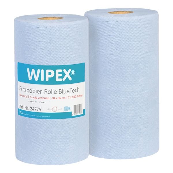 Pak met 2 papieren reinigingsdoekjesrol »BlueTech« blauw 2-laags 38 x 36 cm (2 x