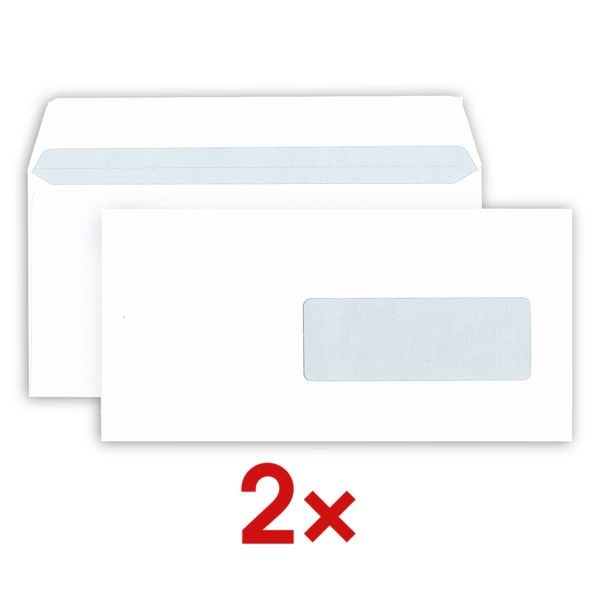 2x enveloppen DLplus met venster en zelfklevend - 1000 stuks