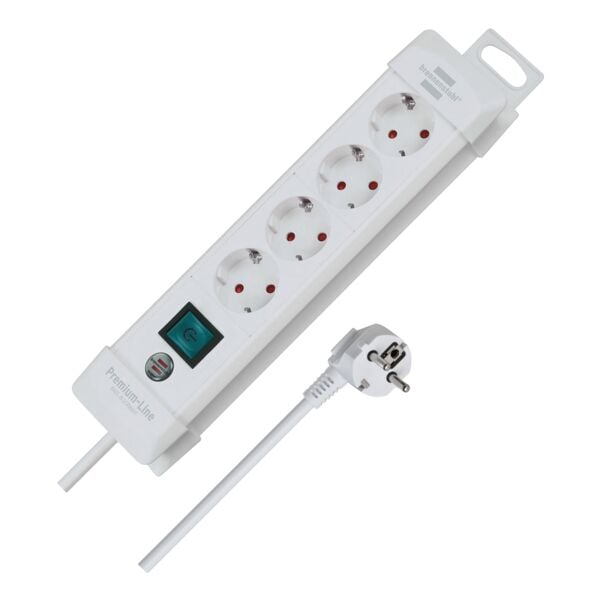 4-voudige stekkerdoos »Premium-Line« wit H05VV-F 3G1,25 met schakelaar FR/BE