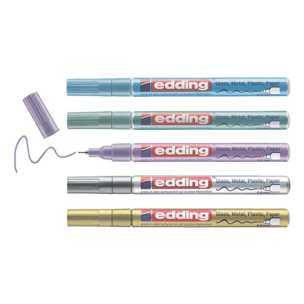 Set van 5 glanzende lakmarkers »780« metallic speciaal
