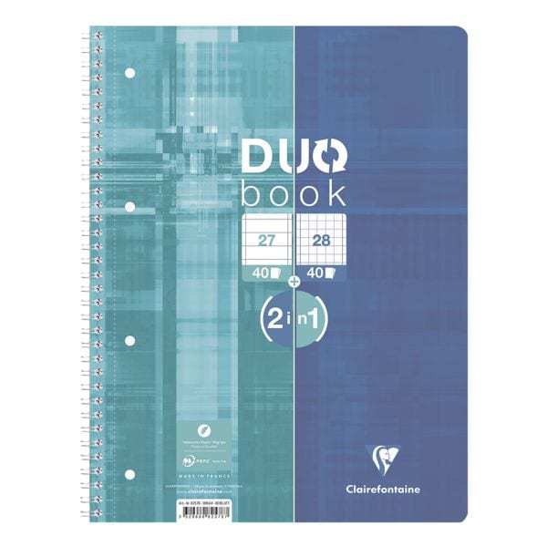 Collegeblok »DUO book A4+« gelineerd / geruit met dubbele rand