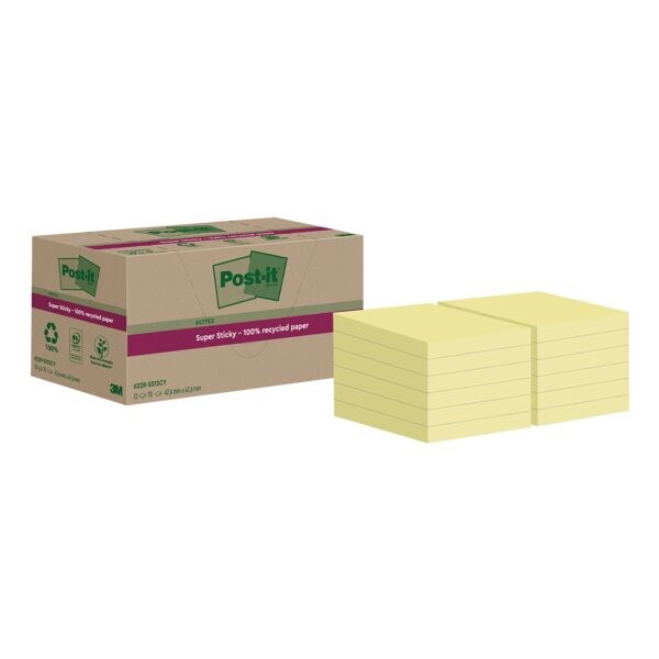 Pak met 12 herkleefbare notes »Super Sticky Recycling Notes« 4,76 x 4,76 cm