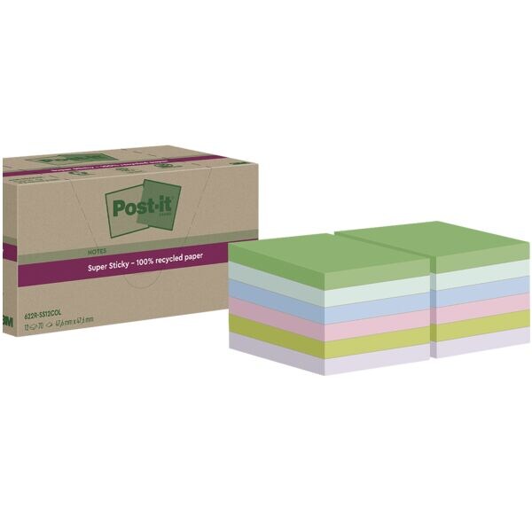 Pak met 12 herkleefbare notes »Super Sticky Recycling Notes« 4,76 x 4,76 cm