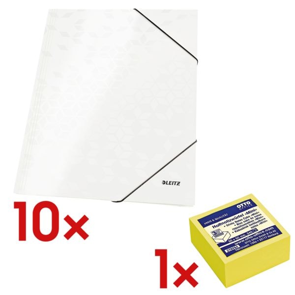 10x mappen met hoekelastieken A4 »WOW 3982« incl. kubus herkleefbare notes 50x50