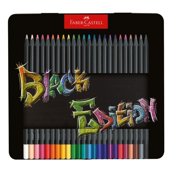 Pak met 24 kleurpotloden »Black Edition« metalen etui