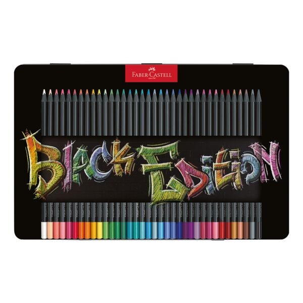Pak met 36 kleurpotloden »Black Edition« metalen etui
