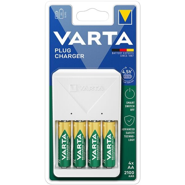 Oplader »Plug Charger« incl. 4x AA oplaadbare batterijen