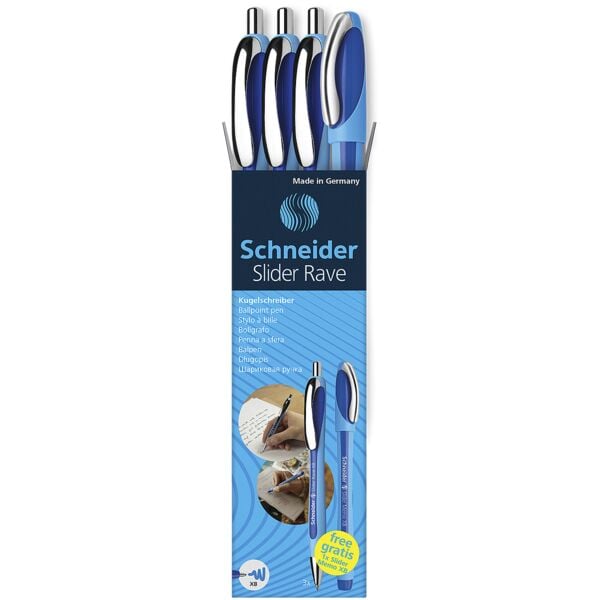 Pak met 3 balpennen »Slider Rave XB« incl. 1x balpen »Memo XB«