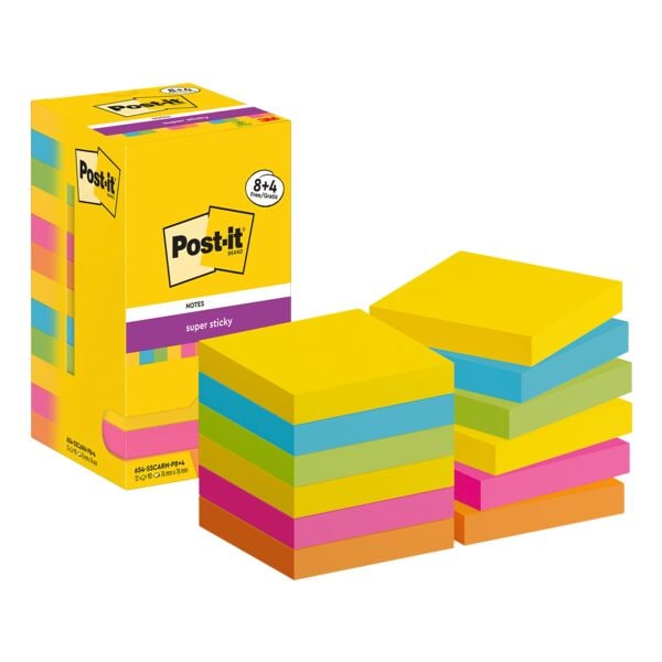 8+4 voordeelverpakking herkleefbare notes 76 x 76 mm »Carnival Collection«