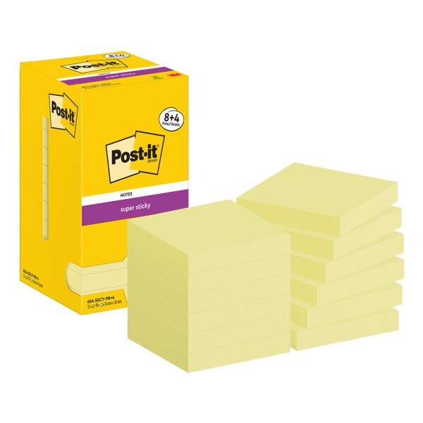 8+4 voordeelverpakking herkleefbare notes 76 x 76 mm »Notes«, 12 stuks