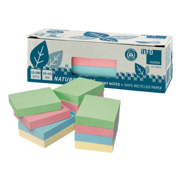 Pak met 12 herkleefbare notes »Recycling« 40 x 50 mm